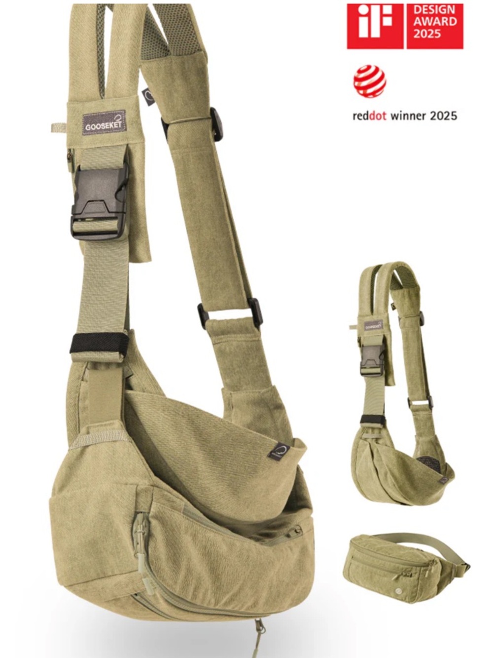 Gooseket Olive Green Infant Sling Carrier with detachable sling bag - Picture 4 of 4